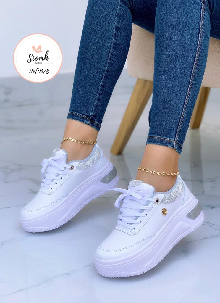 Tenis Deportivos B78 - Blanco y Negro